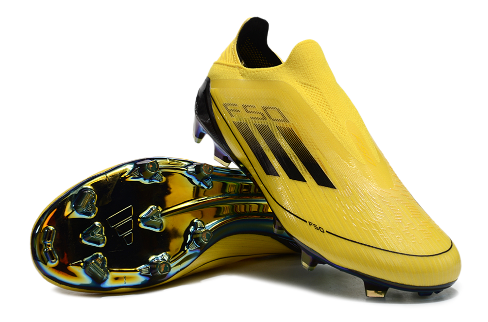 F50 ELITE ZONDER VETERS GEEL ZWART GOUD