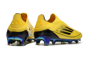 F50 ELITE ZONDER VETERS GEEL ZWART GOUD
